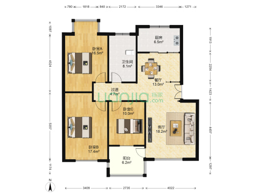 御府三号 3室2厅1卫 126平方