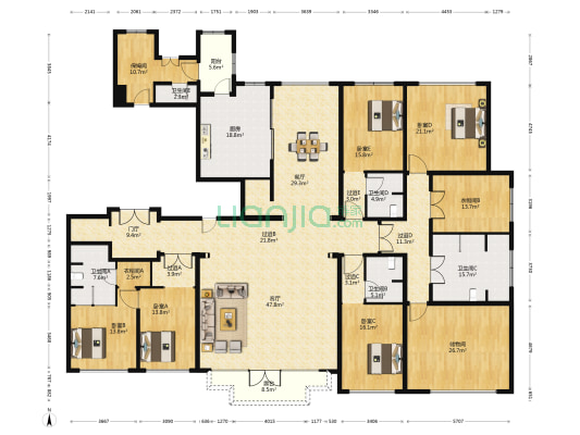 泛海世家西府 5室2厅5卫 464平方