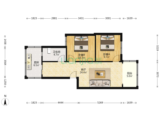 吉苑小区 2室1厅1卫 70平方