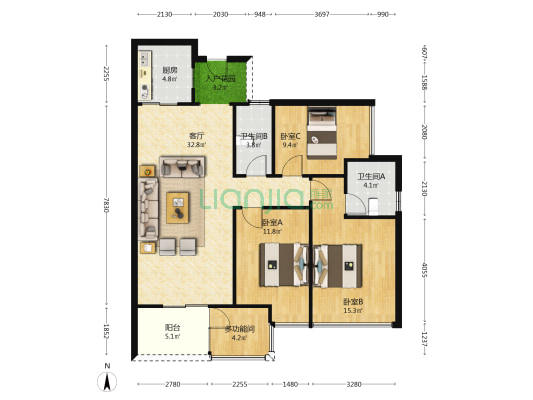 东域嘉园 4室1厅2卫 112平方