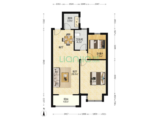 兰美花苑 1室1厅1卫 95平方