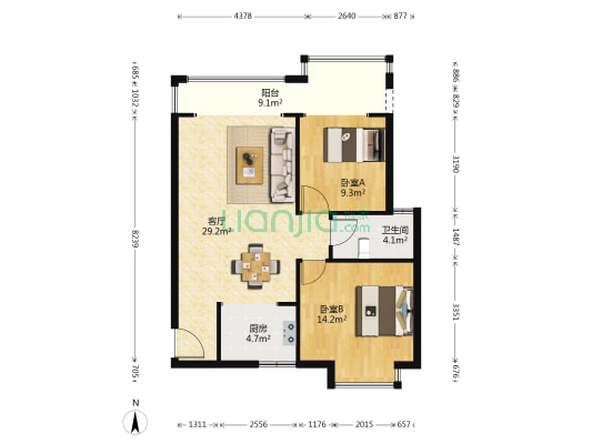 颐和佳园 2室1厅1卫 89平方