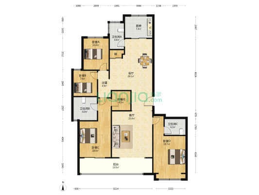 雅颂居 4室2厅3卫 201平方