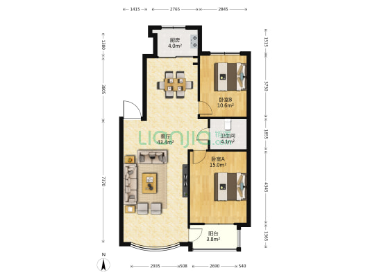 山岭巷 2室1厅1卫 102平方