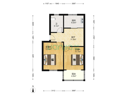 康佳花园一区 2室1厅1卫 63平方