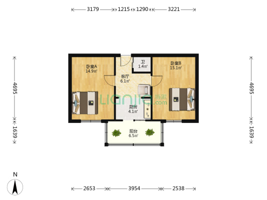 石家庄一建宿舍 2室1厅1卫 50平方