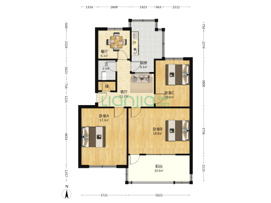 七里河路40号 3室2厅1卫 99平方