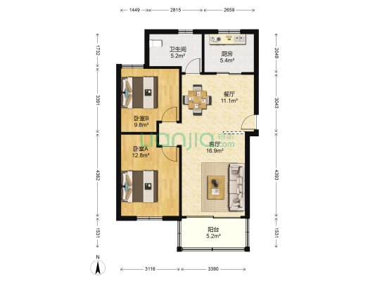 方舟园三村 2室2厅1卫 82平方