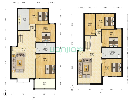 吉尔花园 6室2厅2卫 221平方
