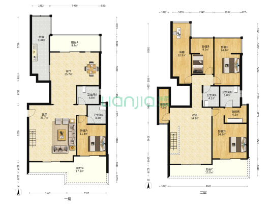 新景缘 5室2厅4卫 169平方