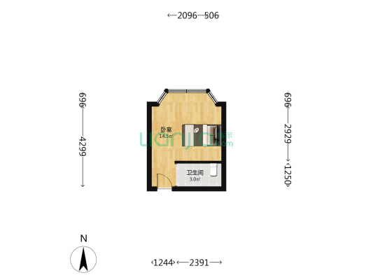 财富立方宾馆 1室0厅1卫 22平方
