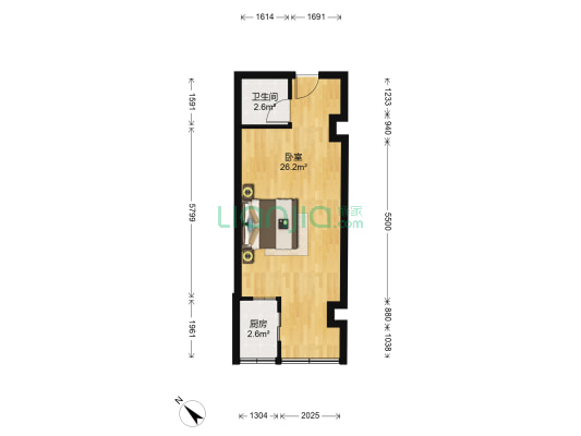 正昇自由康都 1室0厅1卫 42平方