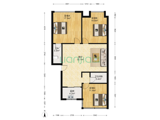 景环路164号 3室1厅2卫 99平方