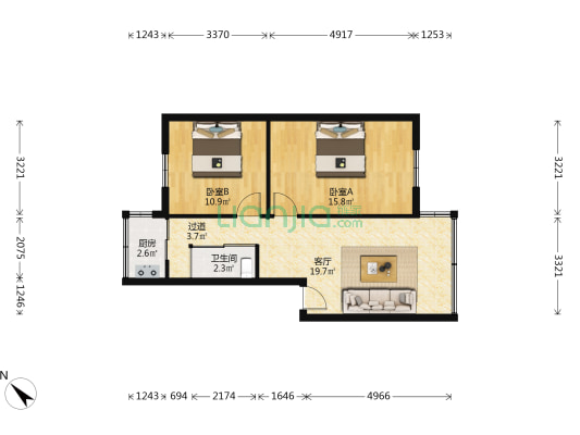 文武路69号 2室1厅1卫 64平方