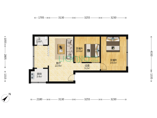 三民巷5号 2室1厅1卫 71平方