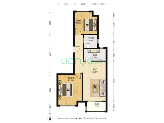 大学里(二期) 2室1厅1卫 89平方