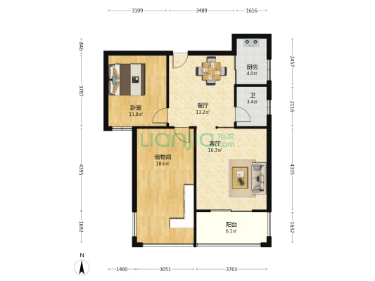 天悦鑫苑 1室2厅1卫 94平方