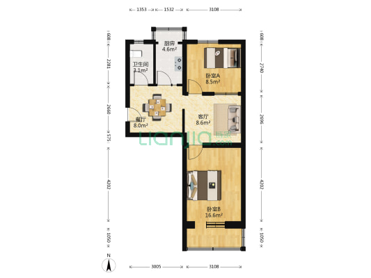 永安里小区 2室2厅1卫 61平方