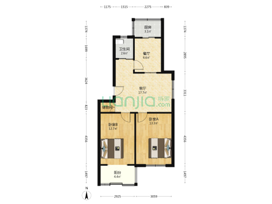 省医红会小区 2室2厅1卫 72平方