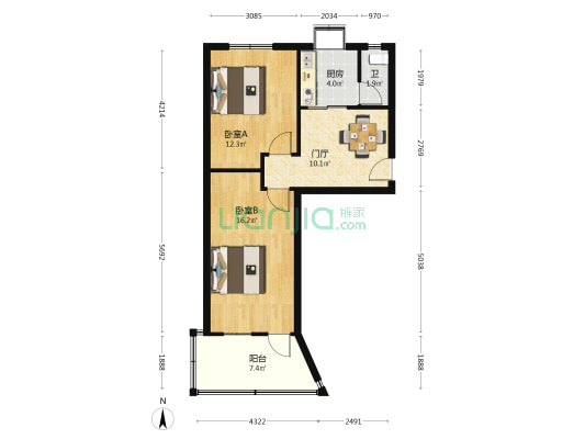 新菜市 2室0厅1卫 56平方