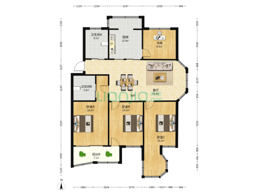 卡都花苑 4室1厅2卫 142平方
