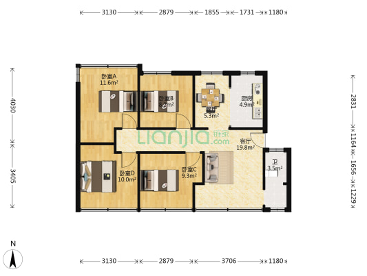南浦路45号 4室2厅1卫 82平方