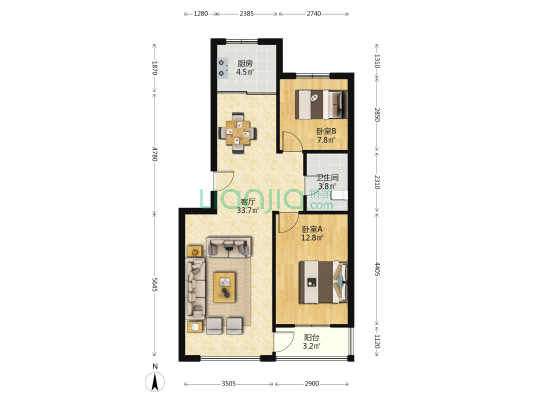 祥瑞园 2室1厅1卫 84平方
