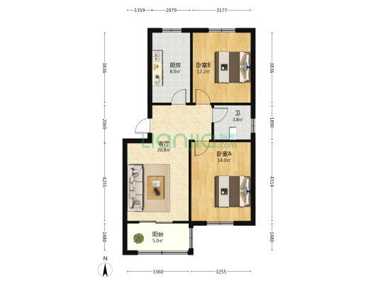 八一路铁路家属院 2室1厅1卫 81平方