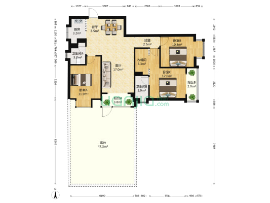 南亚风情第壹城星辰苑 3室2厅2卫 112平方