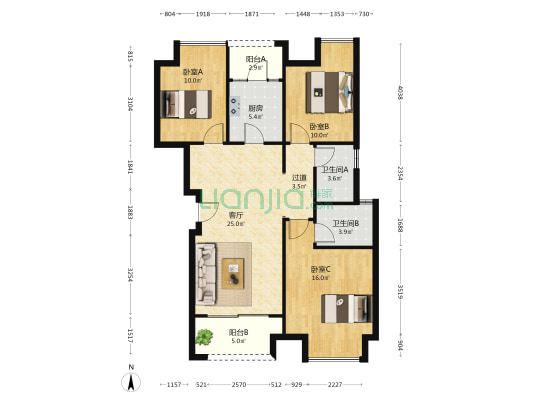 中交漫山六期 3室1厅2卫 99平方