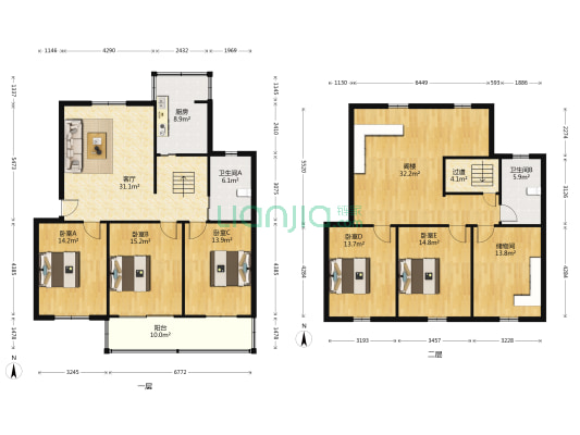 黎明花园 5室1厅2卫 113平方