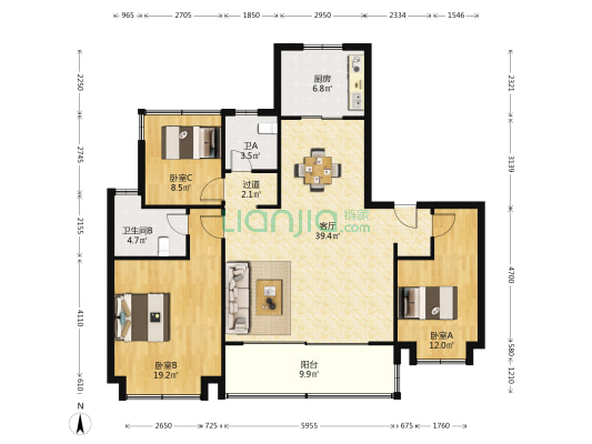 龙湖光年 3室1厅2卫 142平方