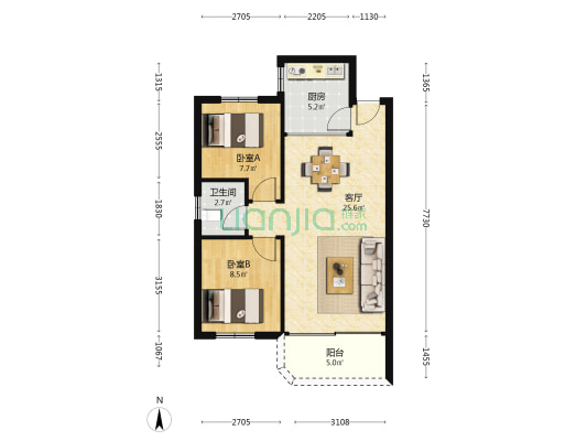 永华楼 2室1厅1卫 66平方