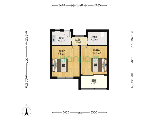 南泉路1317号小区 2室0厅1卫 54平方