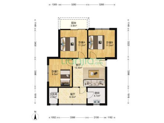 外北街149号 3室2厅1卫 77平方