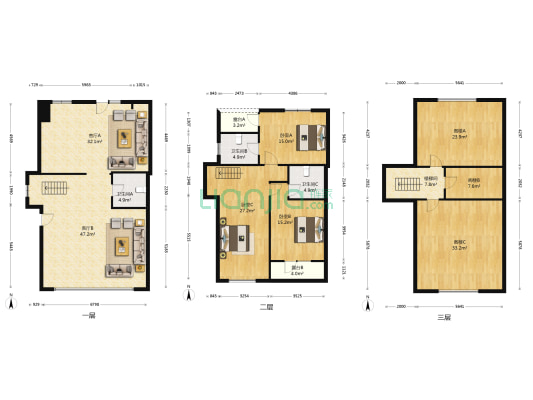 世茂融城 3室2厅3卫 206平方