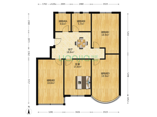 震川西路 1室1厅0卫 124平方
