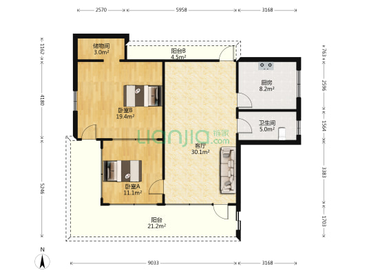 东城东岗路 2室1厅1卫 233平方