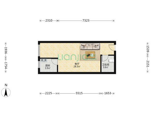 涿州东兴北街70年大产权精装居出售-户型图