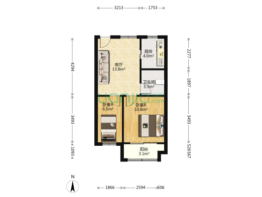青建宜昌新苑 2室1厅1卫 70平方