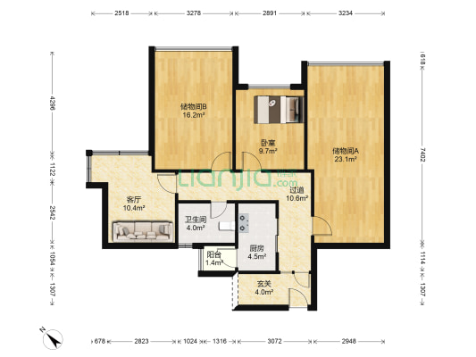 龙都国际 1室1厅1卫 109平方