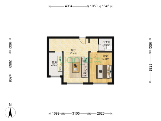 金汇樾府 1室1厅1卫 65平方