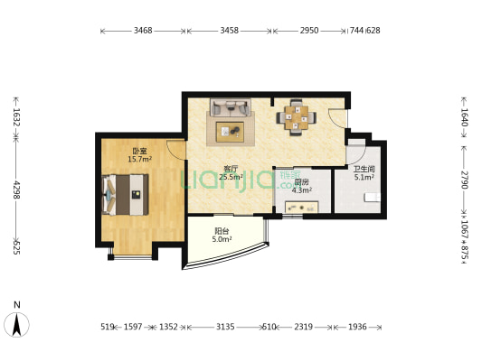 合创琨庭 1室1厅1卫 76平方