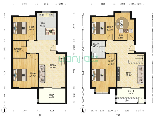 鸿广帝苑 5室2厅1卫 85平方
