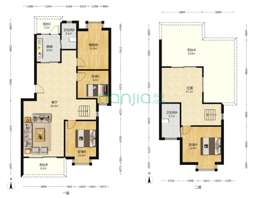悦华居 3室1厅2卫 155平方