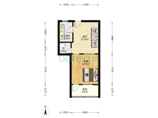 运舟小区 1室1厅1卫 45平方