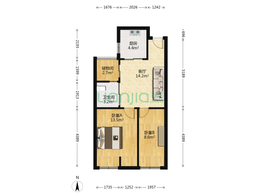燕歌园4园 2室1厅1卫 59平方