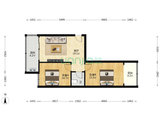 兰橡小区（红山根一村/红山根东路） 2室1厅1卫 69平方