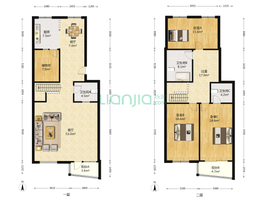 国富嘉园  复试1跃2，集中供暖，德信公园旁-户型图