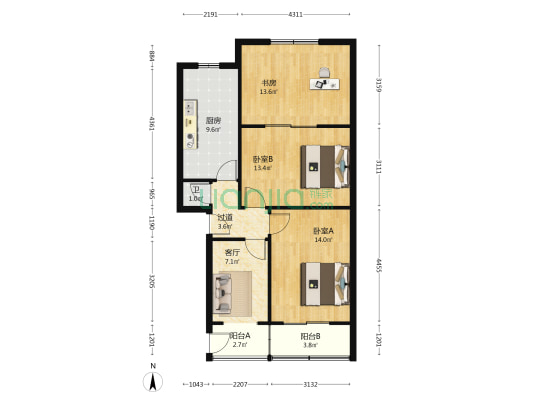新开街7号 3室1厅1卫 77平方